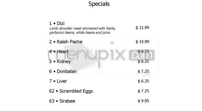 Canary Restaurant - Los Angeles, CA menu_pic