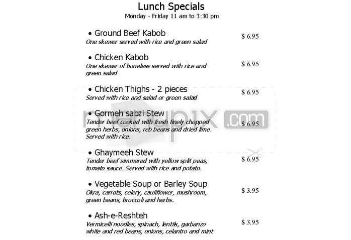 Canary Restaurant - Los Angeles, CA menu_pic
