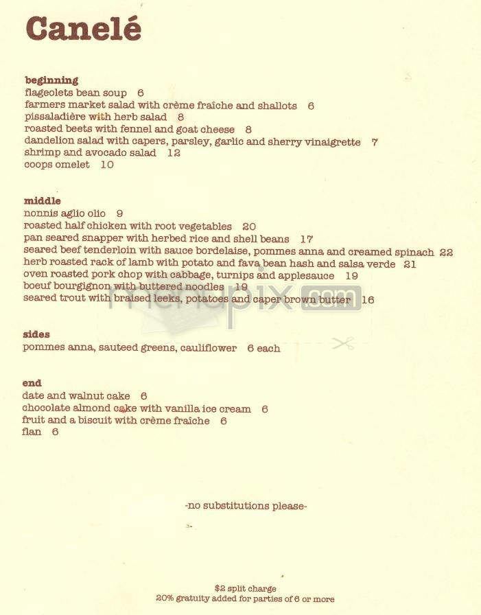 Canele - Los Angeles, CA menu_pic