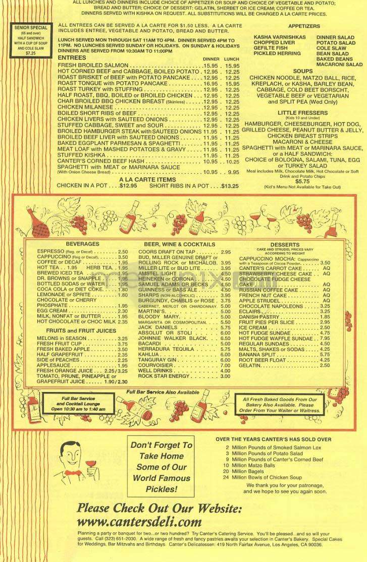 Canter's - Los Angeles, CA menu_pic