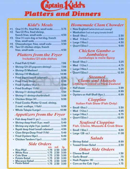 Captain Kidd's - Redondo Beach, CA menu_pic