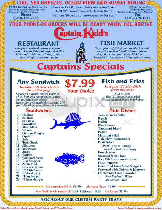 Captain Kidd's - Redondo Beach, CA menu_pic