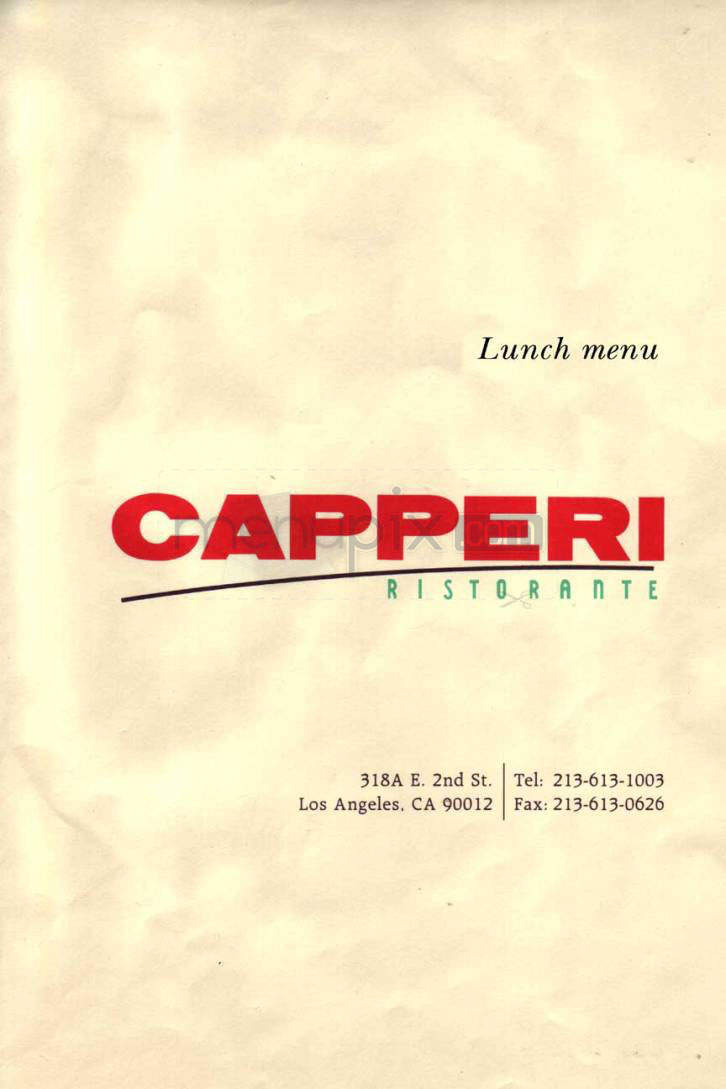 Capperi Ristorante - Los Angeles, CA menu_pic