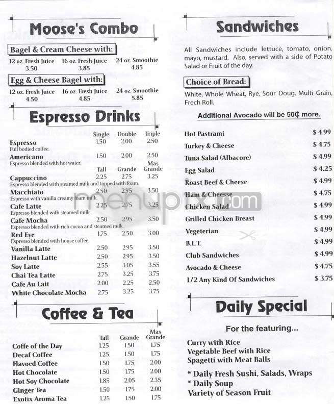 Cappuccino's - Los Angeles, CA menu_pic