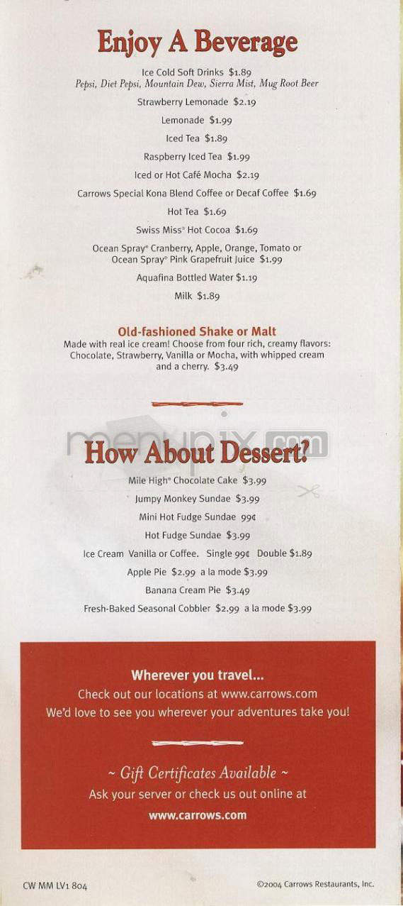 Carrows - Tarzana, CA menu_pic