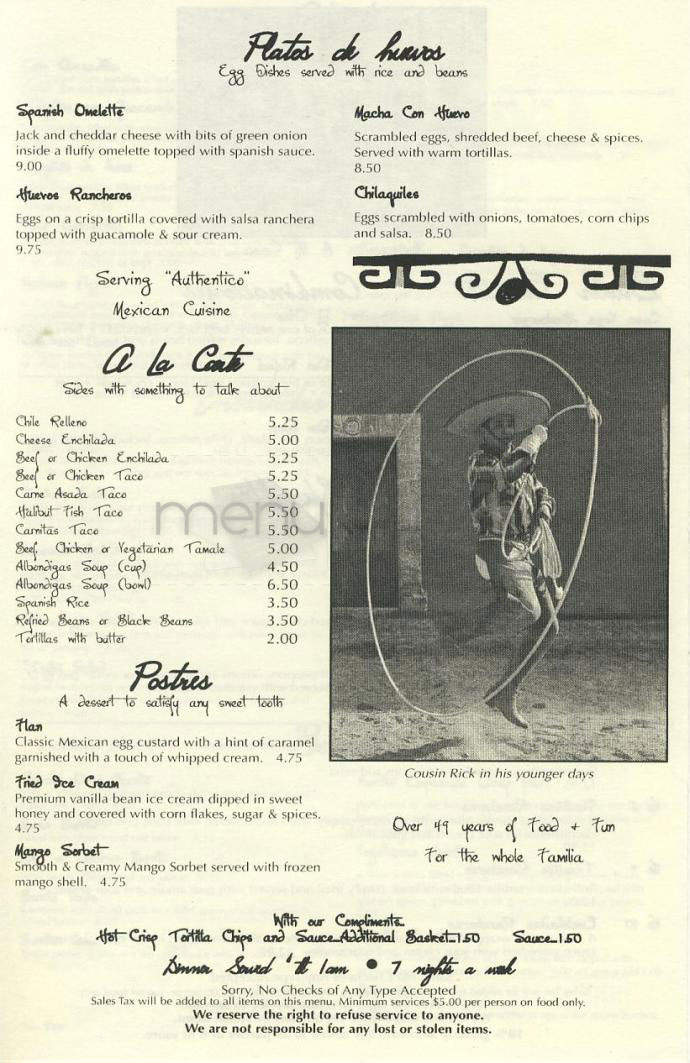 Casa Vega - Sherman Oaks, CA menu_pic