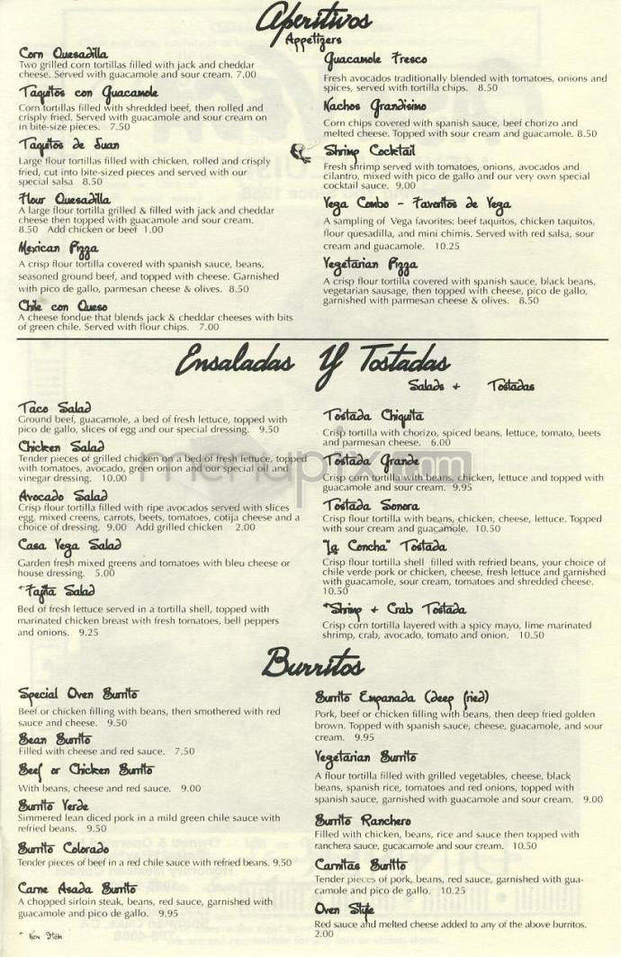 Casa Vega - Sherman Oaks, CA menu_pic