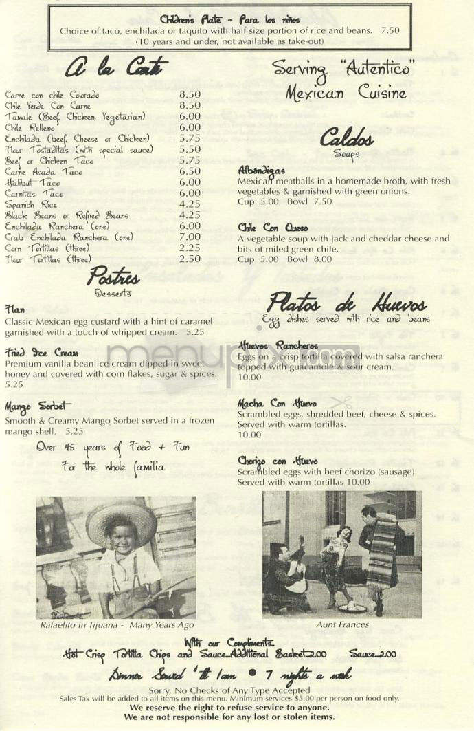 Casa Vega - Sherman Oaks, CA menu_pic