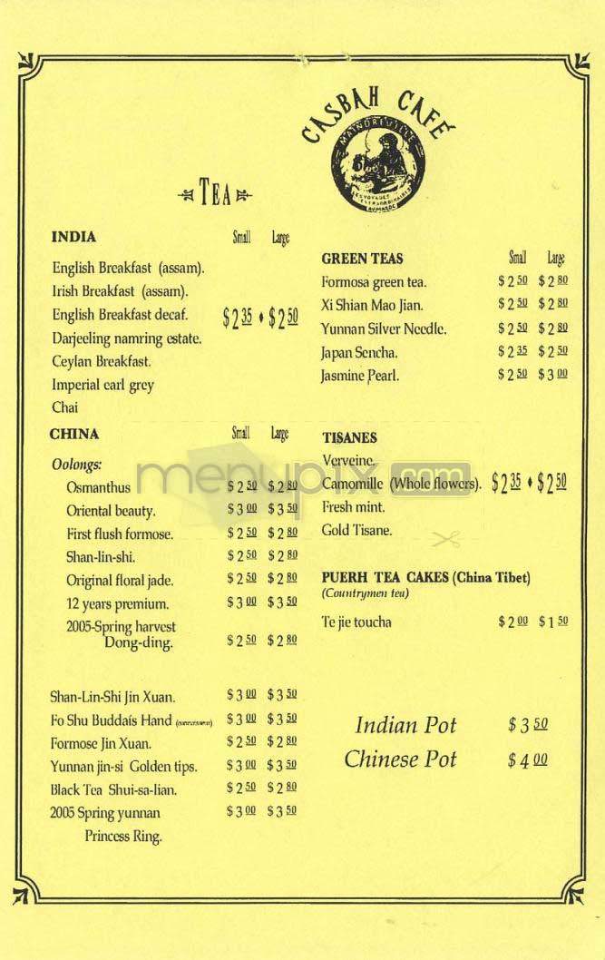 Casbah Cafe - Los Angeles, CA menu_pic