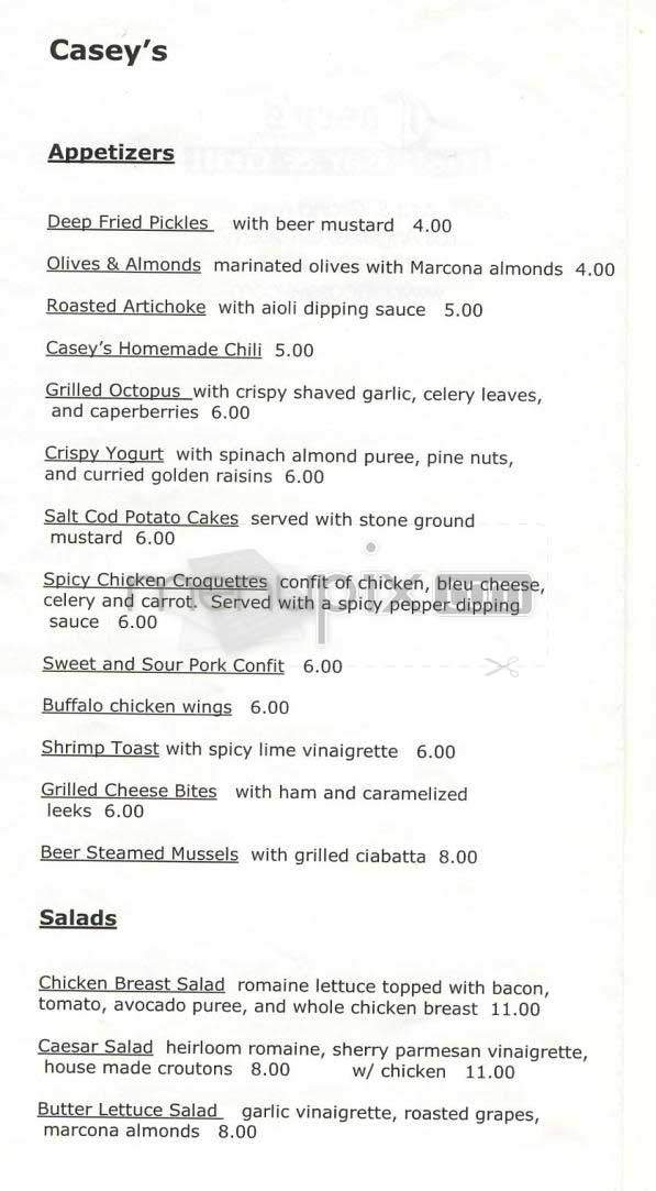 Casey's - Los Angeles, CA menu_pic