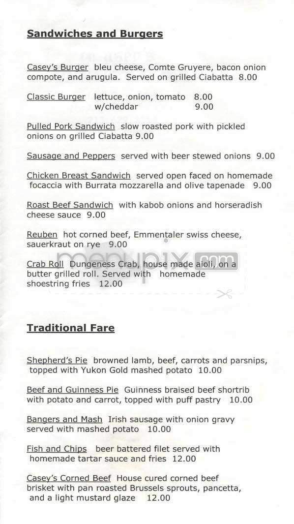 Casey's - Los Angeles, CA menu_pic
