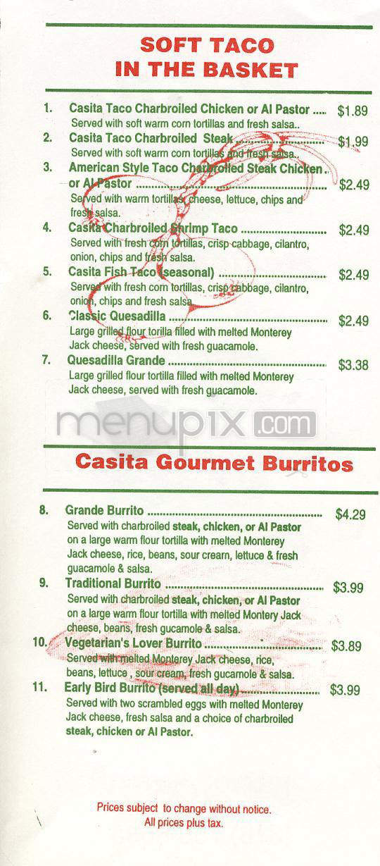 Casita Taco - Studio City, CA menu_pic
