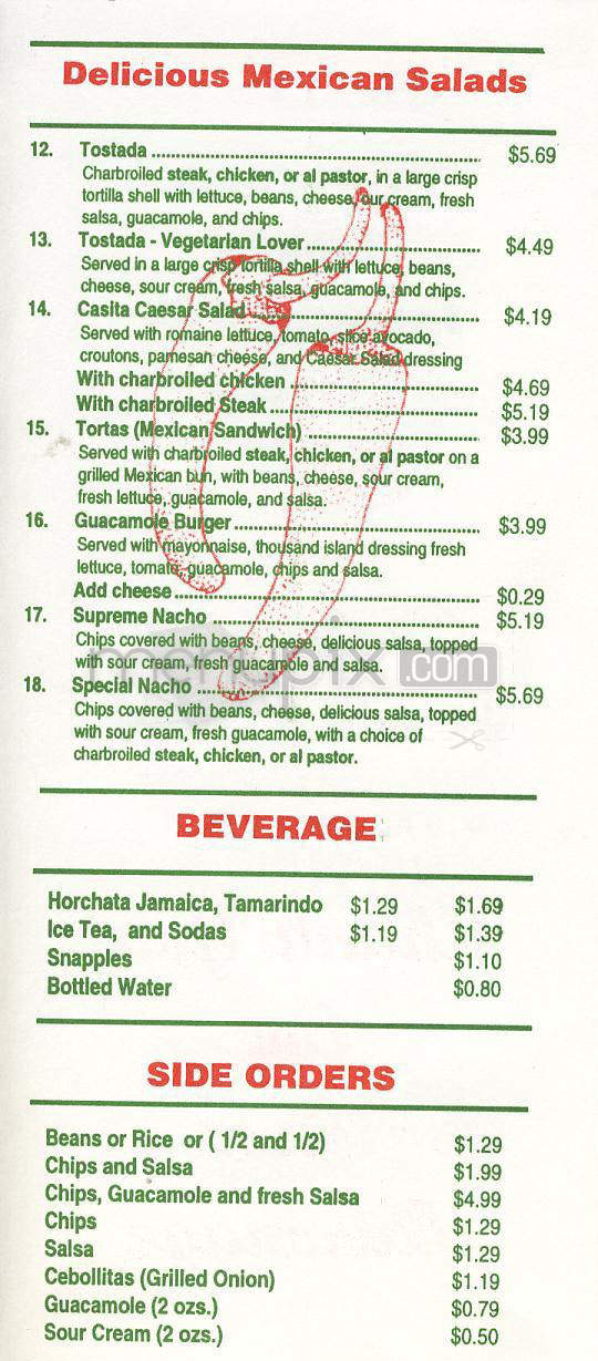 Casita Taco - Studio City, CA menu_pic