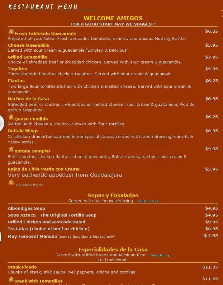 Castaneda Grill - Pasadena, CA menu_pic