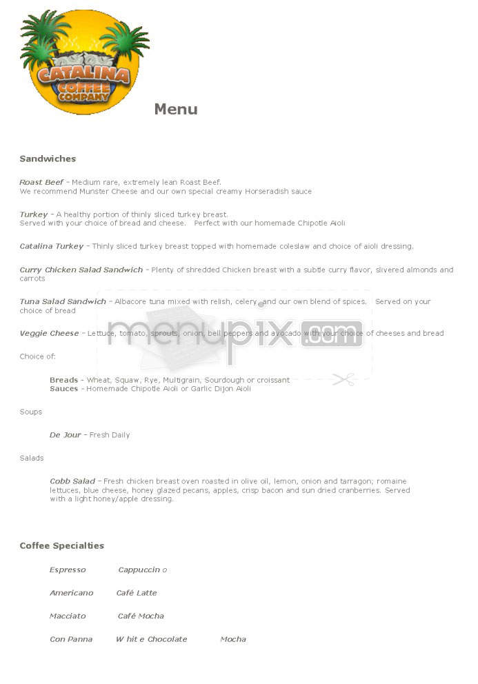 Catalina Coffee Co - Redondo Beach, CA menu_pic