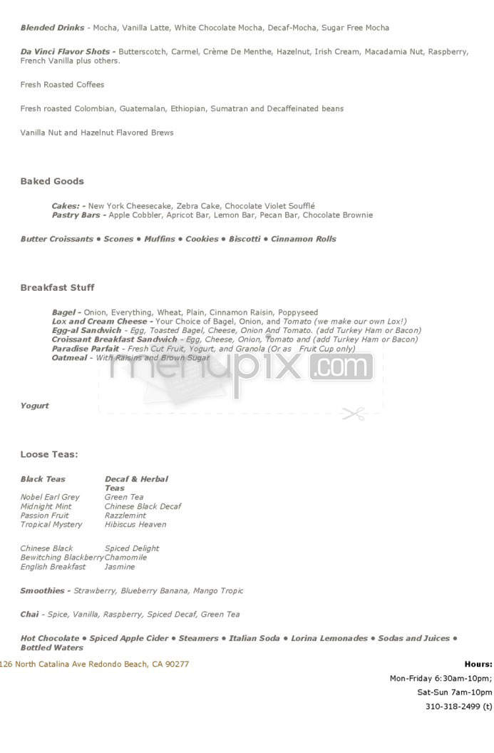 Catalina Coffee Co - Redondo Beach, CA menu_pic