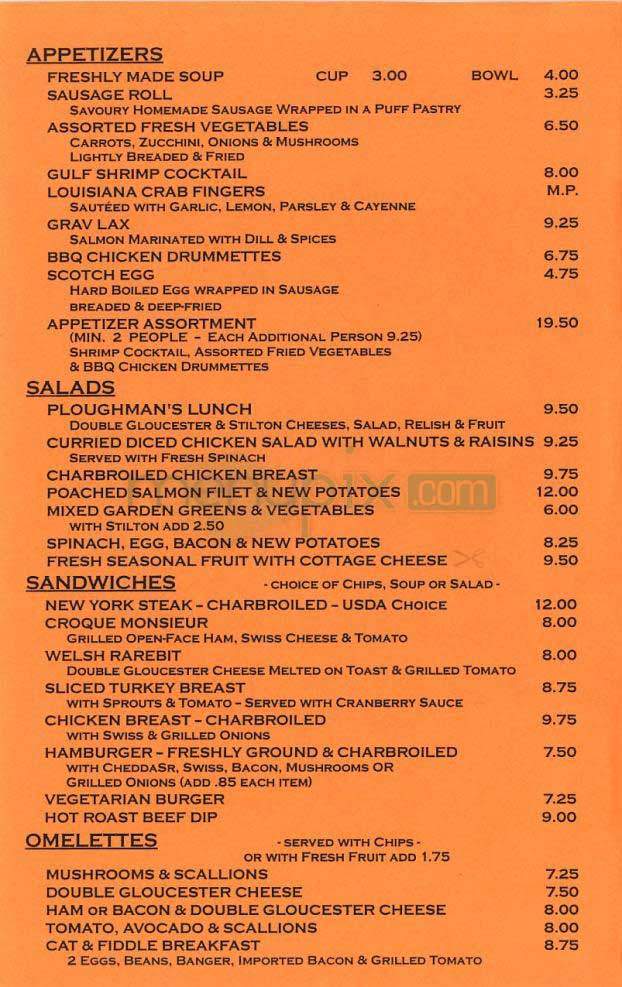 Cat & Fiddle - Los Angeles, CA menu_pic