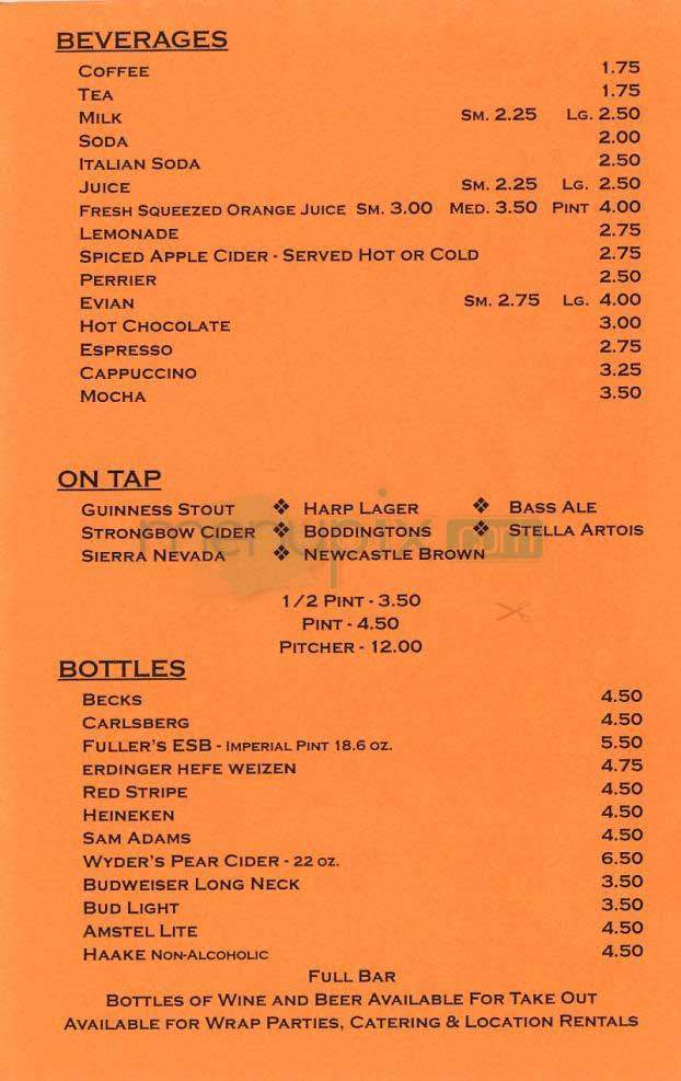 Cat & Fiddle - Los Angeles, CA menu_pic