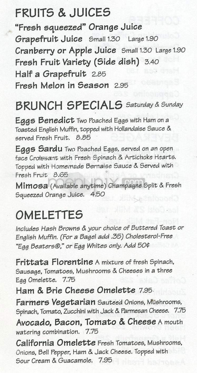 Central Park Cafe - Pasadena, CA menu_pic