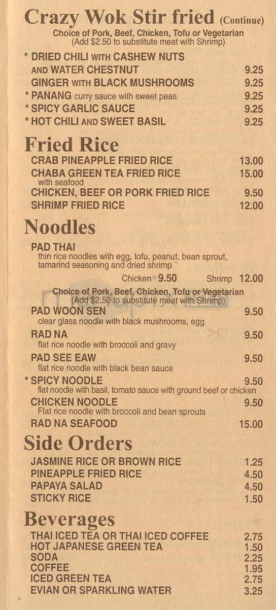 Chaba Thai Bay Grill - Redondo Beach, CA menu_pic