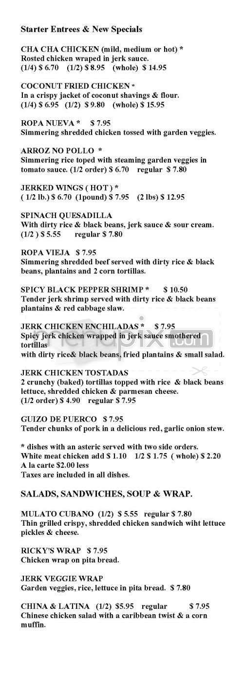 Cha Cha Chicken - Santa Monica, CA menu_pic