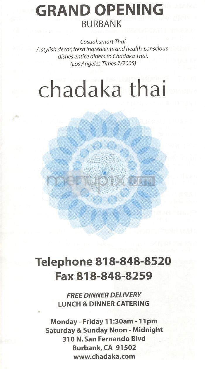 Chadaka Thai - Burbank, CA menu_pic