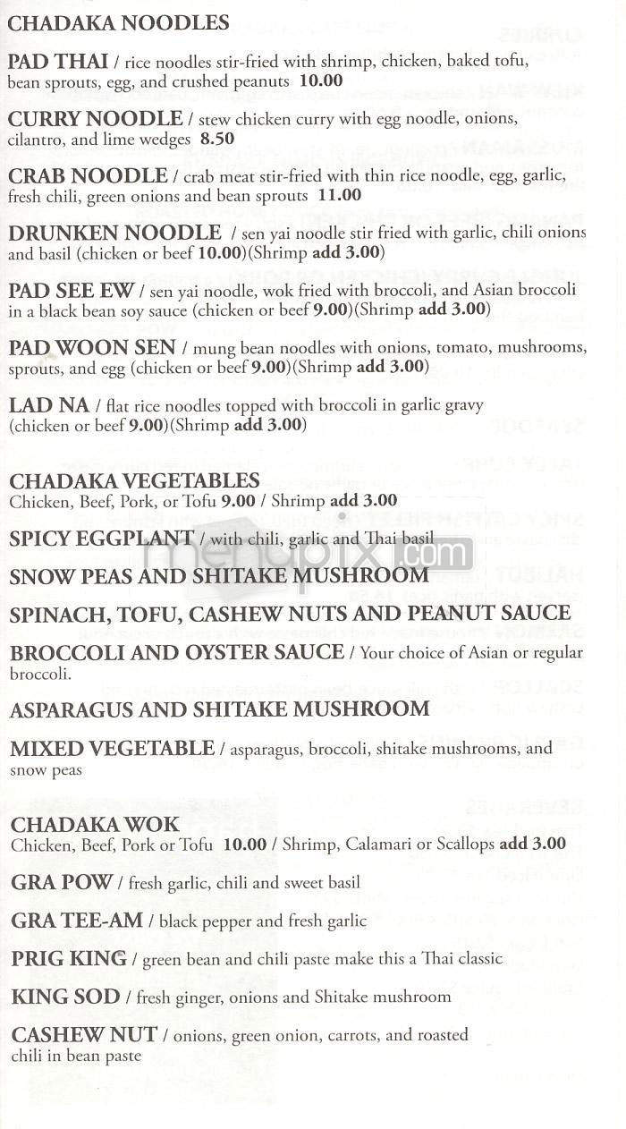 Chadaka Thai - Burbank, CA menu_pic
