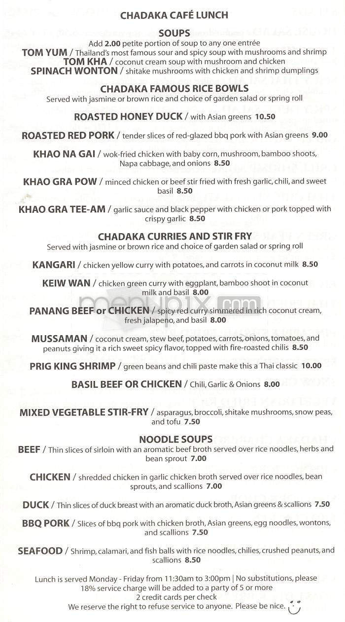 Chadaka Thai - Burbank, CA menu_pic