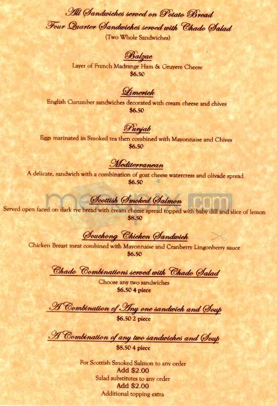 Chado Tea Room - Los Angeles, CA menu_pic
