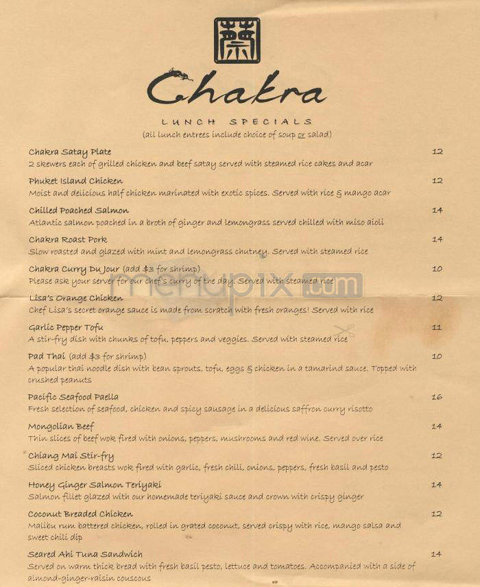 Chakra - Manhattan Beach, CA menu_pic