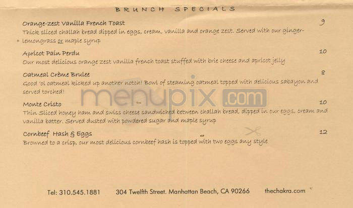 Chakra - Manhattan Beach, CA menu_pic