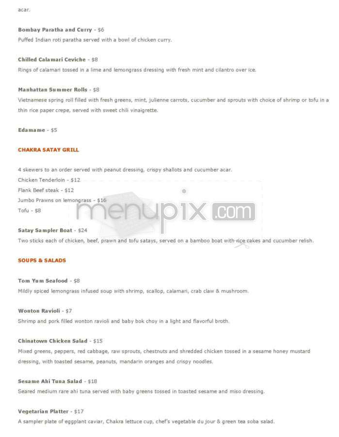 Chakra - Manhattan Beach, CA menu_pic