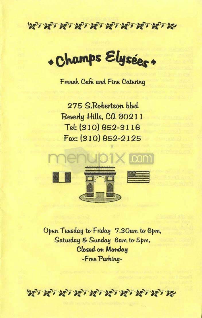 Champs Elysees - Beverly Hills, CA menu_pic