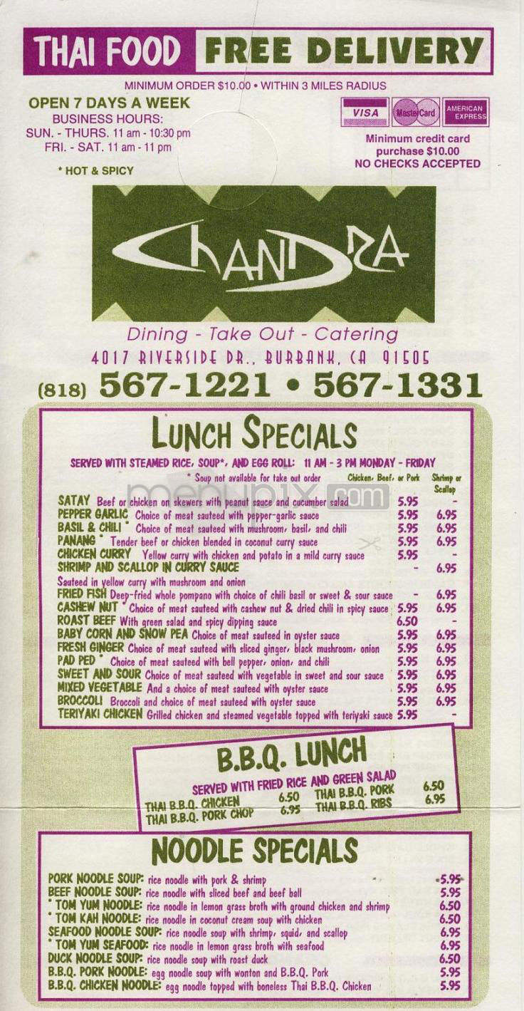 Chandra Thai - Burbank, CA menu_pic