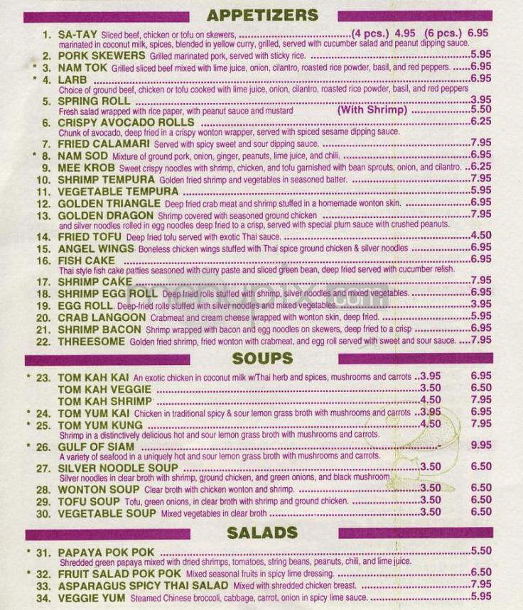 Chandra Thai - Burbank, CA menu_pic