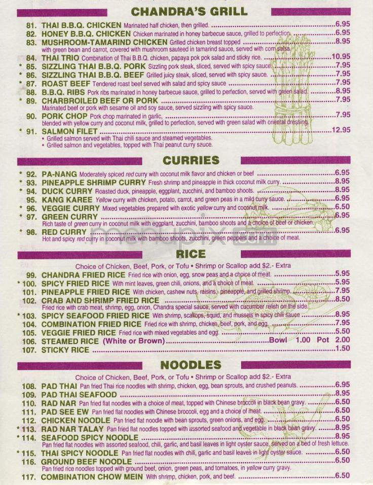 Chandra Thai - Burbank, CA menu_pic