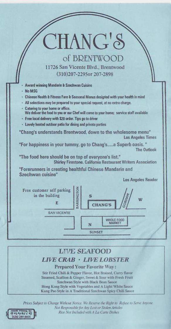 Chang's of Brentwood - Los Angeles, CA menu_pic