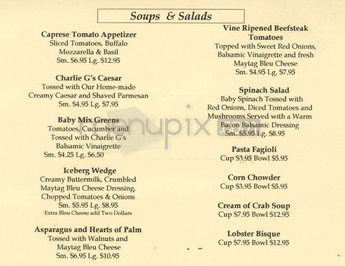 Charlie G's - Tarzana, CA menu_pic