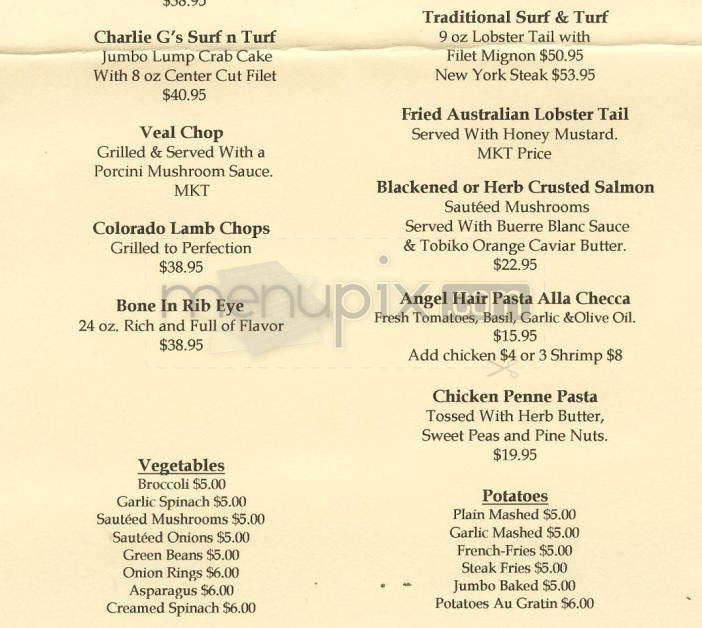 Charlie G's - Tarzana, CA menu_pic