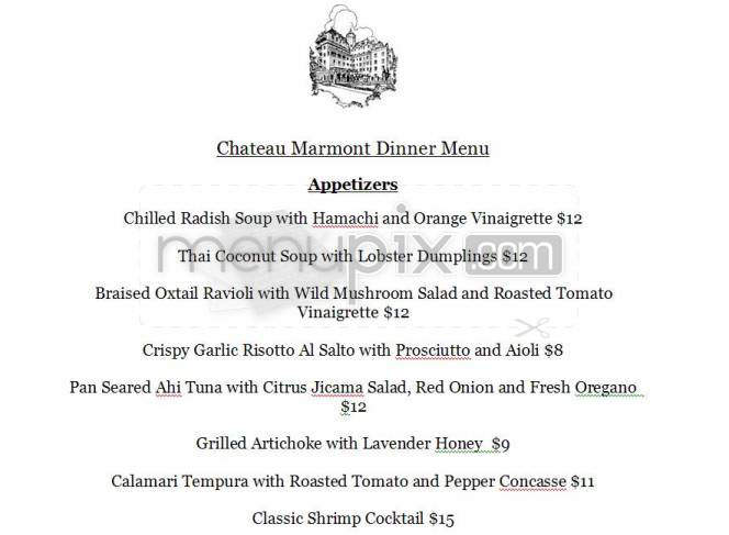 Bar Marmont (Chateau Marmont) - West Hollywood, CA menu_pic