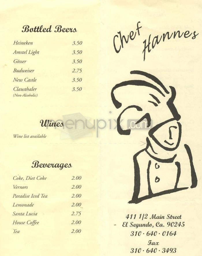 Chef Hannes - El Segundo, CA menu_pic