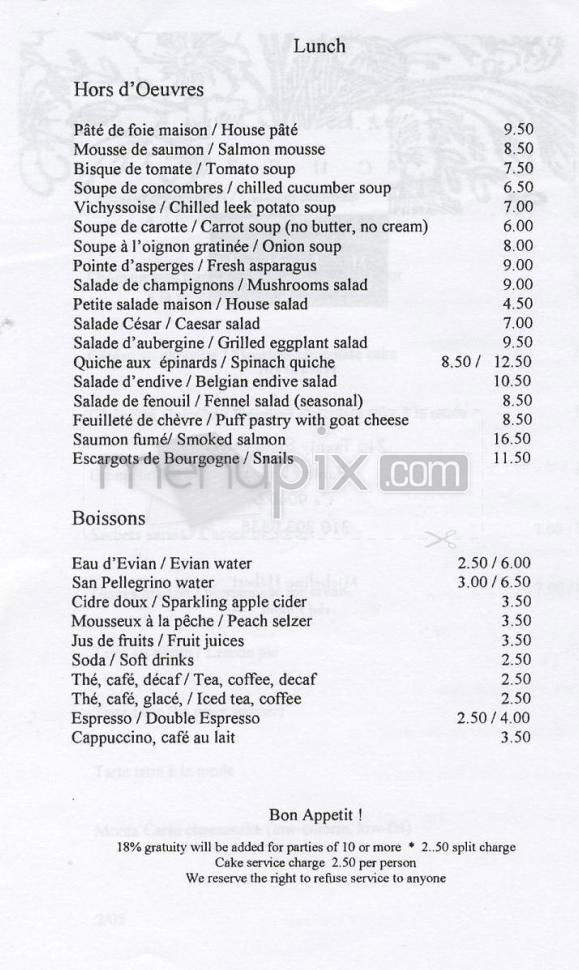 Chez Mimi - Pacific Palisades, CA menu_pic