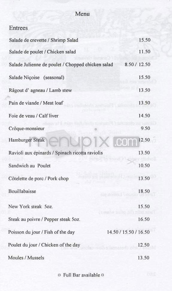 Chez Mimi - Pacific Palisades, CA menu_pic