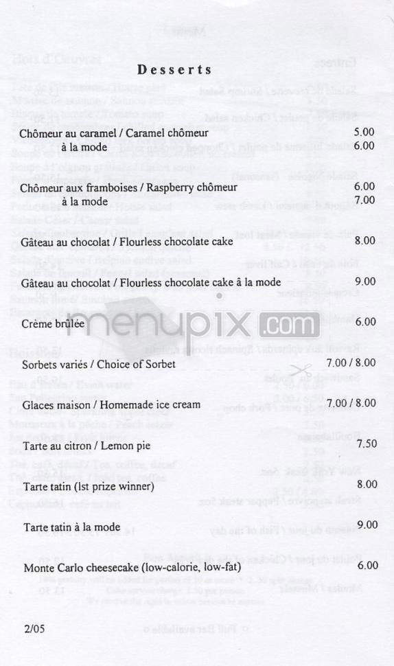 Chez Mimi - Pacific Palisades, CA menu_pic