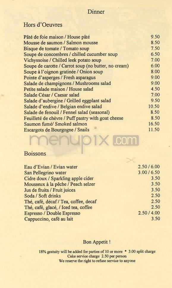 Chez Mimi - Pacific Palisades, CA menu_pic