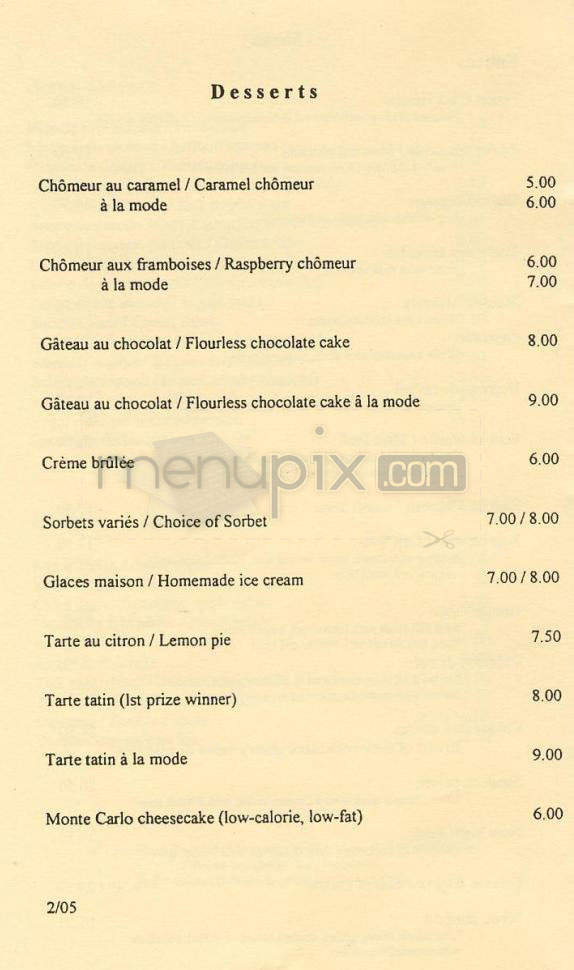Chez Mimi - Pacific Palisades, CA menu_pic