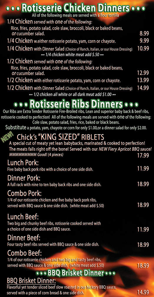 Chick's Restaurant - Woodland Hills, CA menu_pic