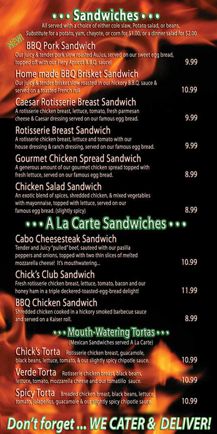 Chick's Restaurant - Woodland Hills, CA menu_pic
