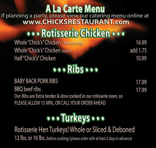 Chick's Restaurant - Woodland Hills, CA menu_pic