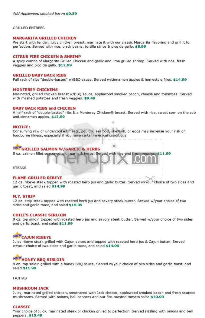Chili's Grill & Bar - Canoga Park, CA menu_pic